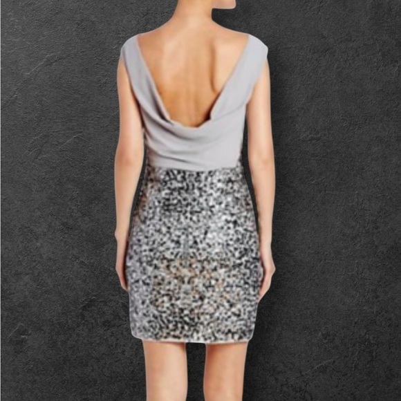 Laundry by Shelli Segal Chrome Lace w/Embellished Sequin Cowl-Back Dress 10 NWT - Picture 16 of 16